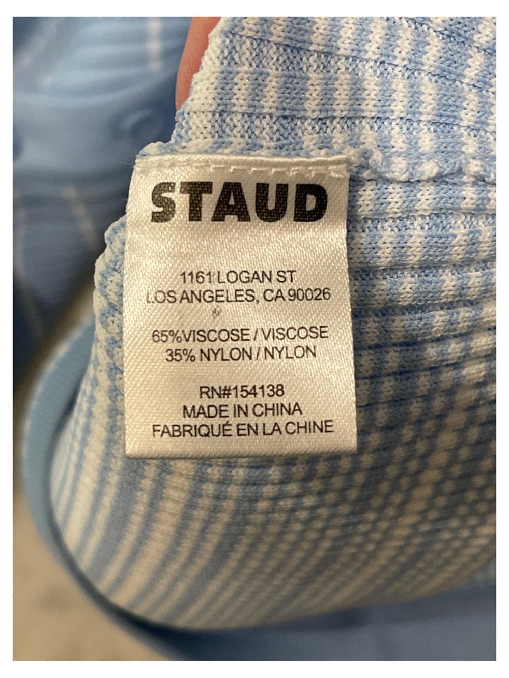 STAUD Pale Blue Ribbed Button-Front Long Sleeve Maxi Dress - Picture 6 of 6